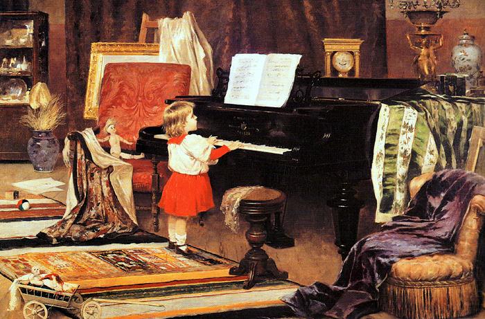 Aurelio de Figueiredo Girl at the piano china oil painting image